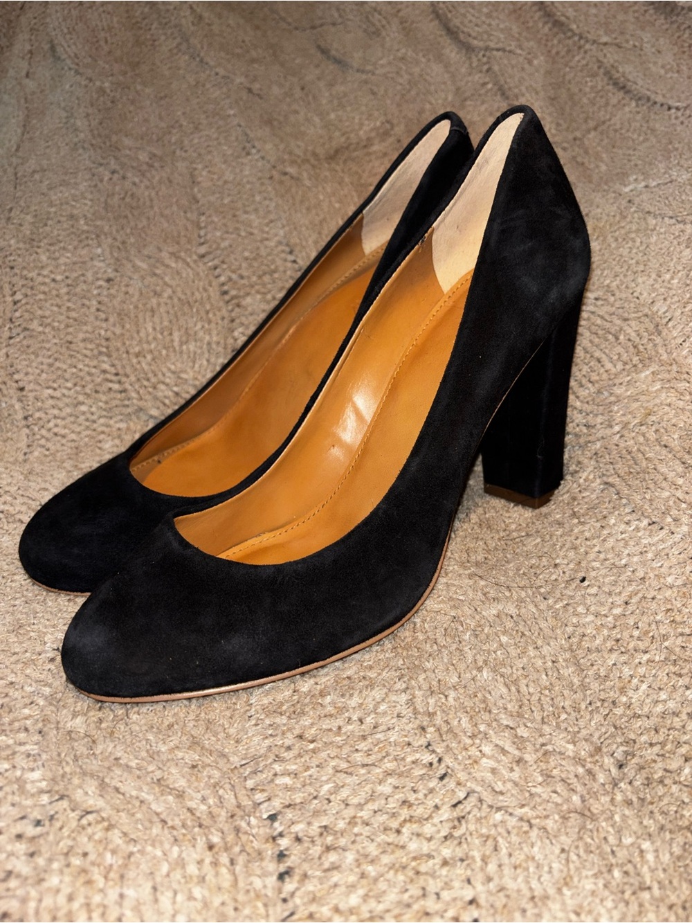 J.Crew Black Suede Block Heel Pumps Size 8
